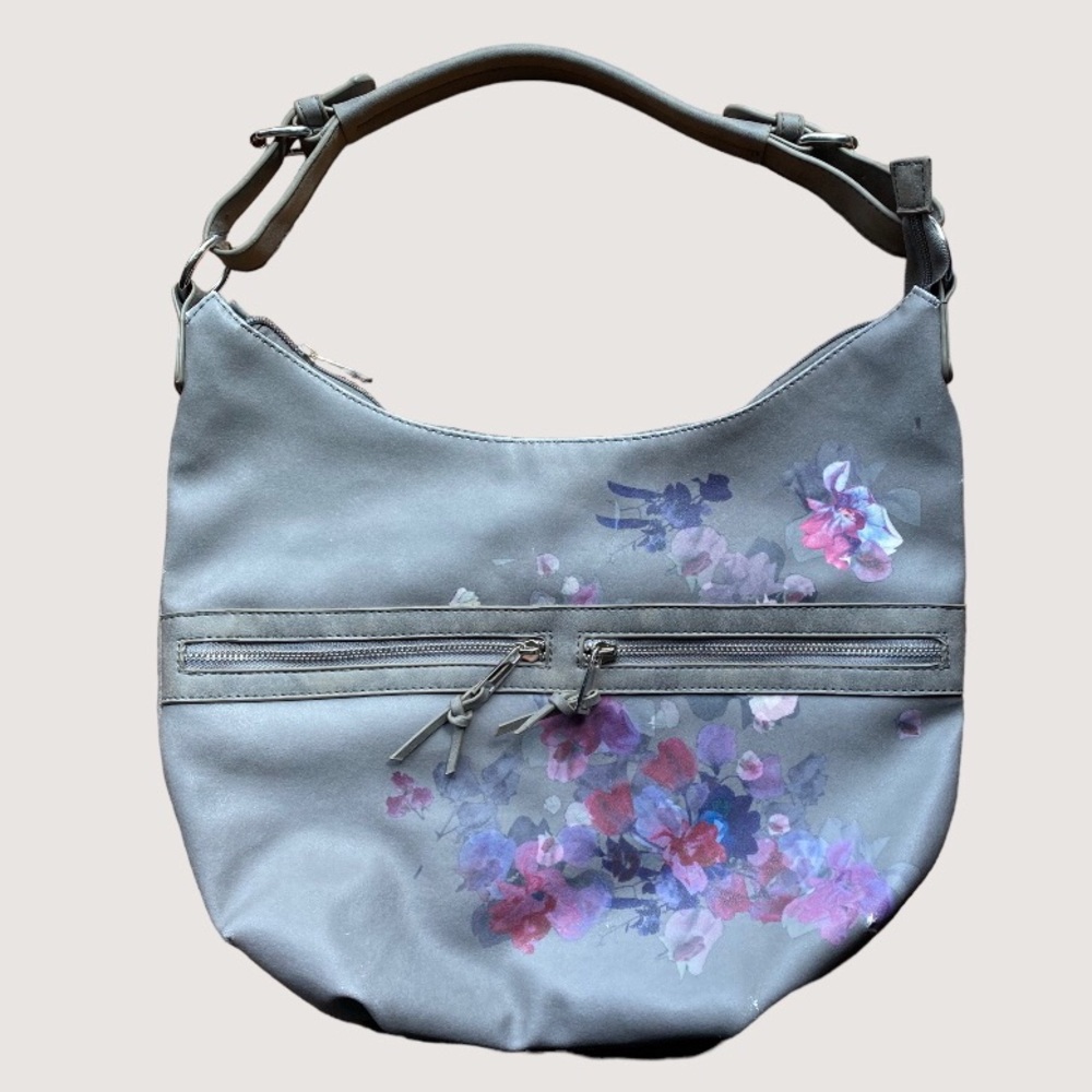 Alberto Florals on Gray Shoulder Purse